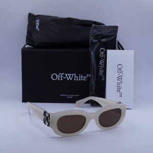 Off-White OERI14E PALMER 6164 Oval Sunglasses – Beige/Brown